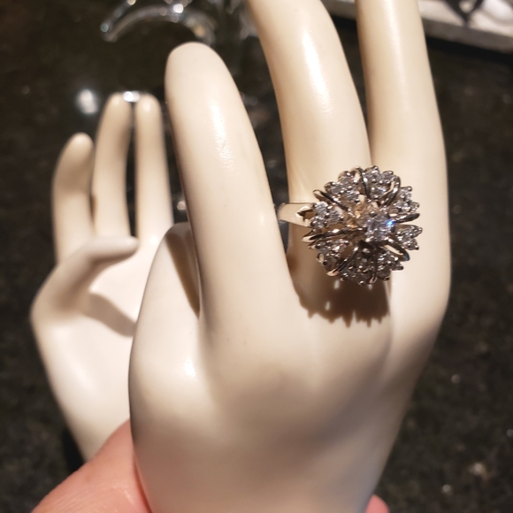 CZ Platinum Plated Sterling Silver ring. - Picture 3 of 12